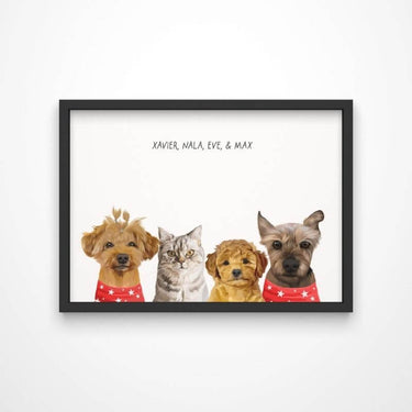 Retrato de familia de mascotas personalizado